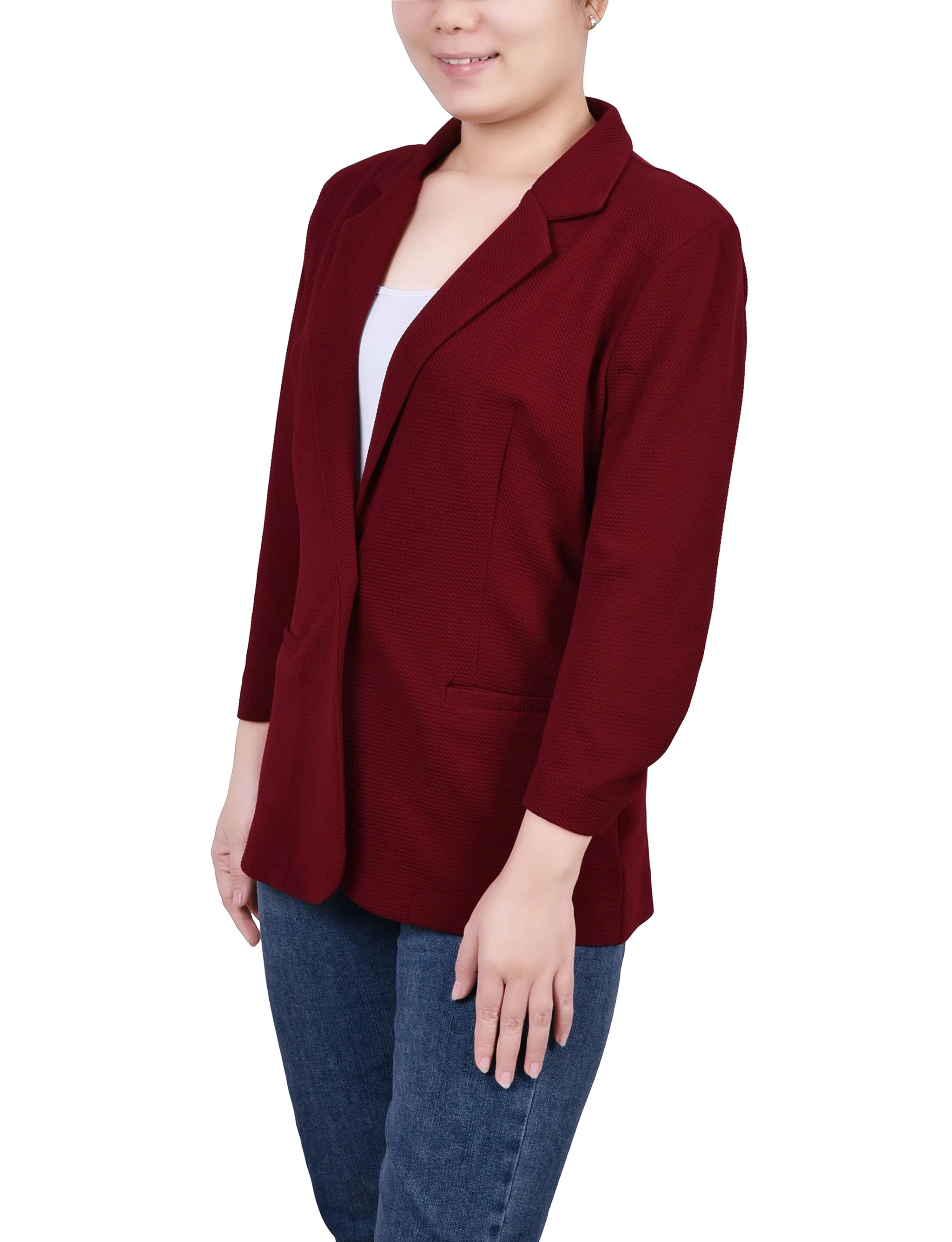 Petite 3/4 Sleeve Scuba Crepe Jacket