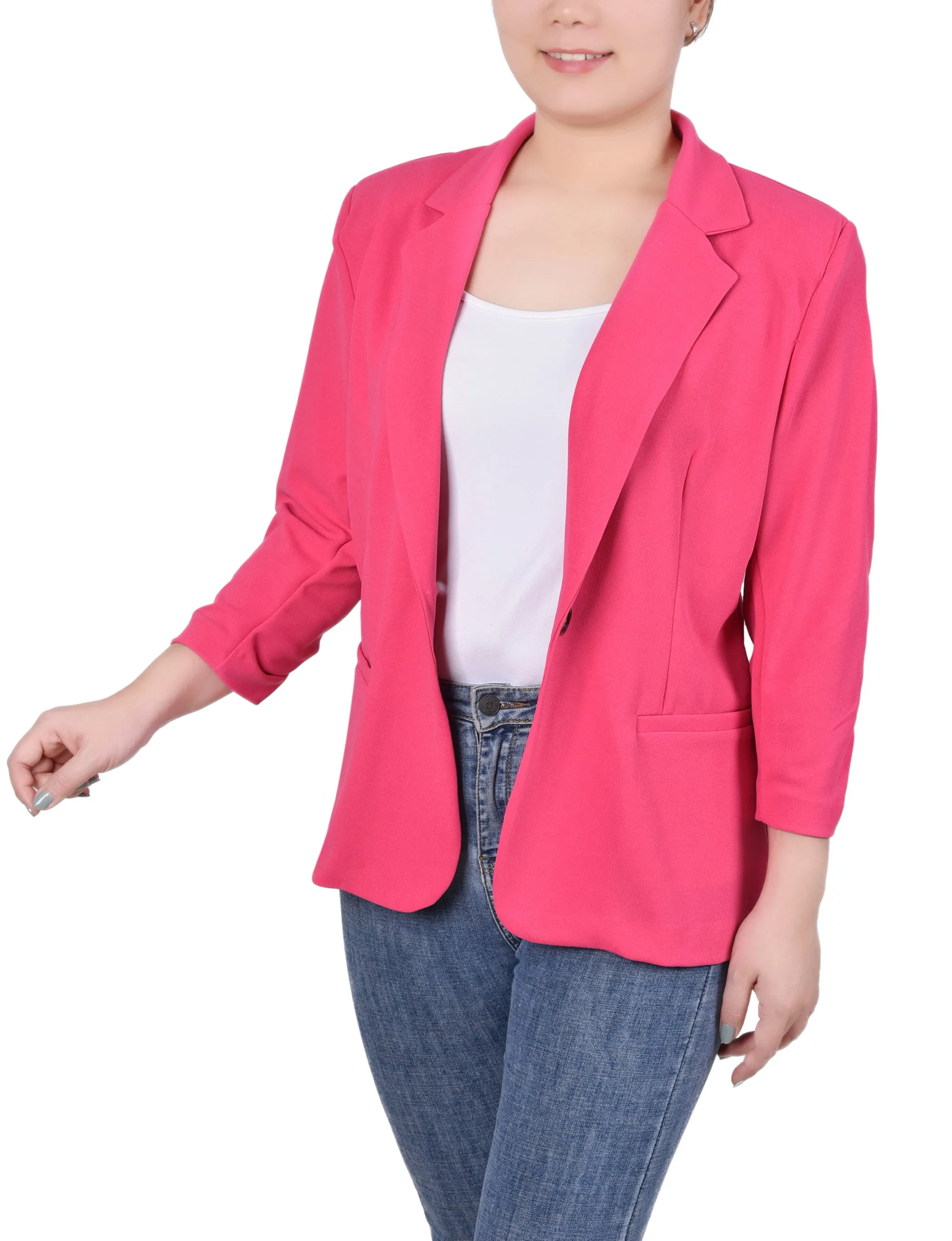 Petite 3/4 Sleeve Scuba Crepe Jacket