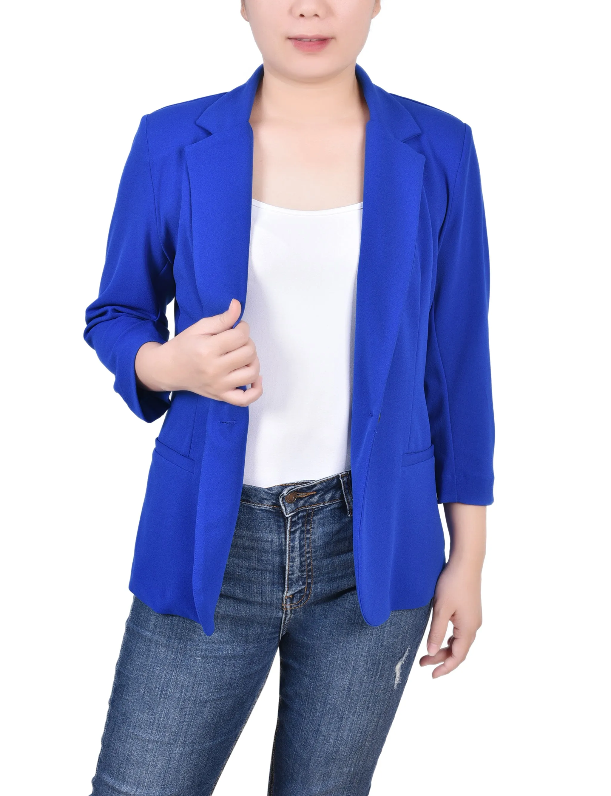 Petite 3/4 Sleeve Scuba Crepe Jacket