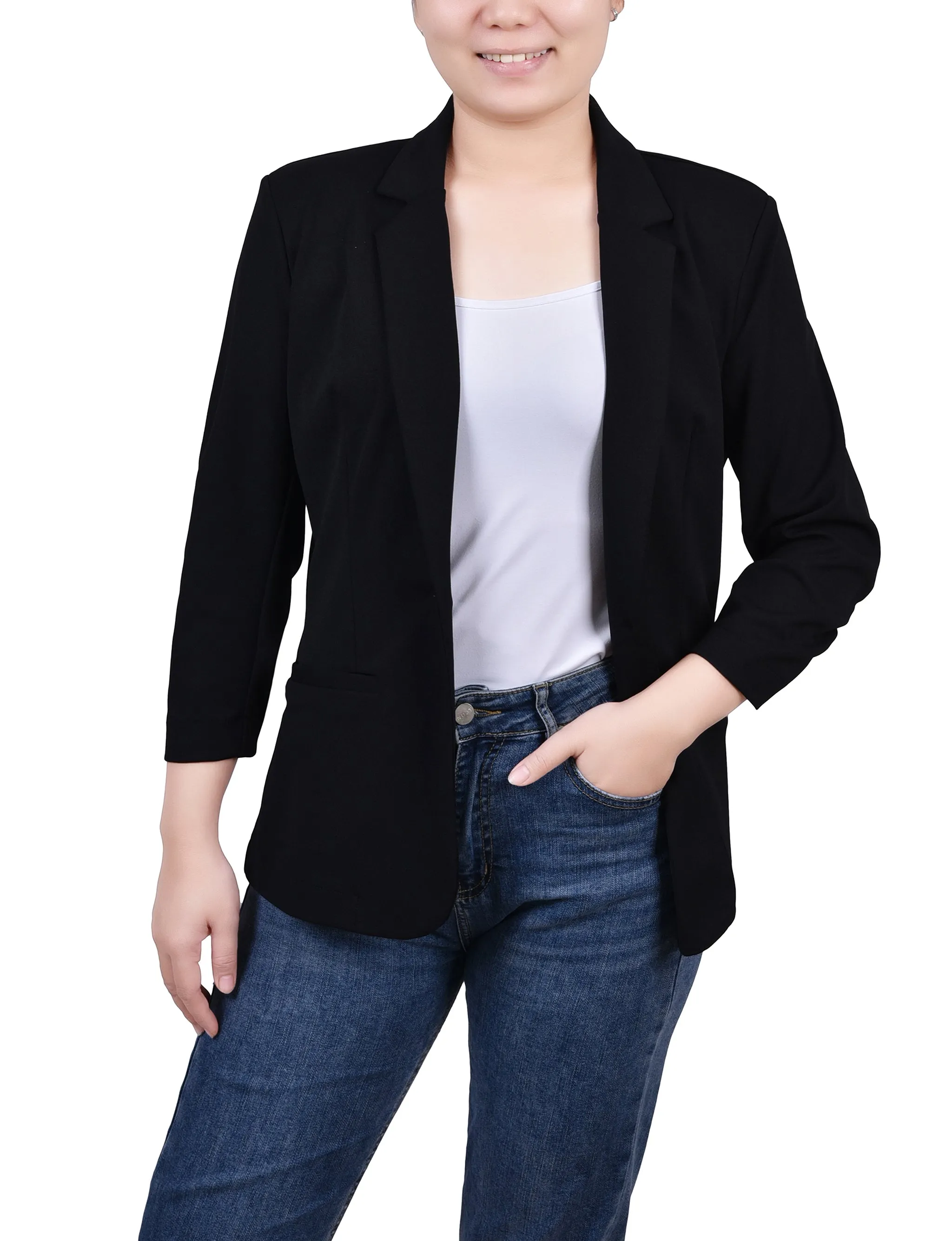 Petite 3/4 Sleeve Scuba Crepe Jacket