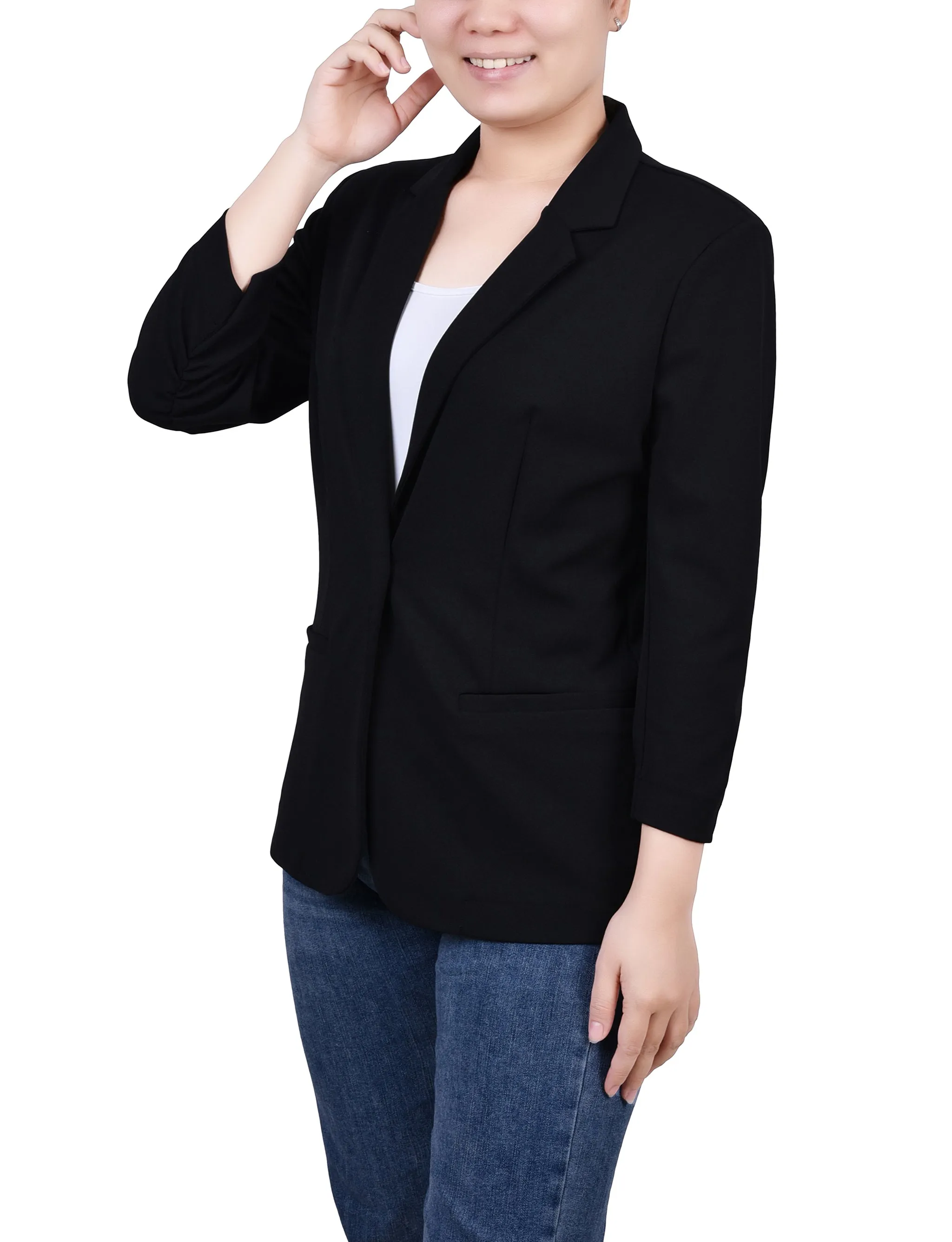 Petite 3/4 Sleeve Scuba Crepe Jacket