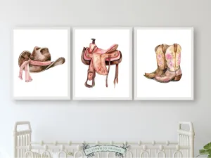 Pink Cowgirl Nursery Prints - Set 1