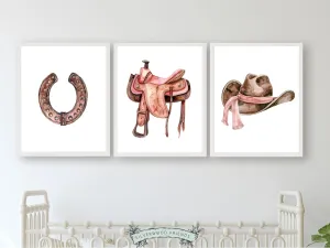 Pink Cowgirl Nursery Prints - Set 2