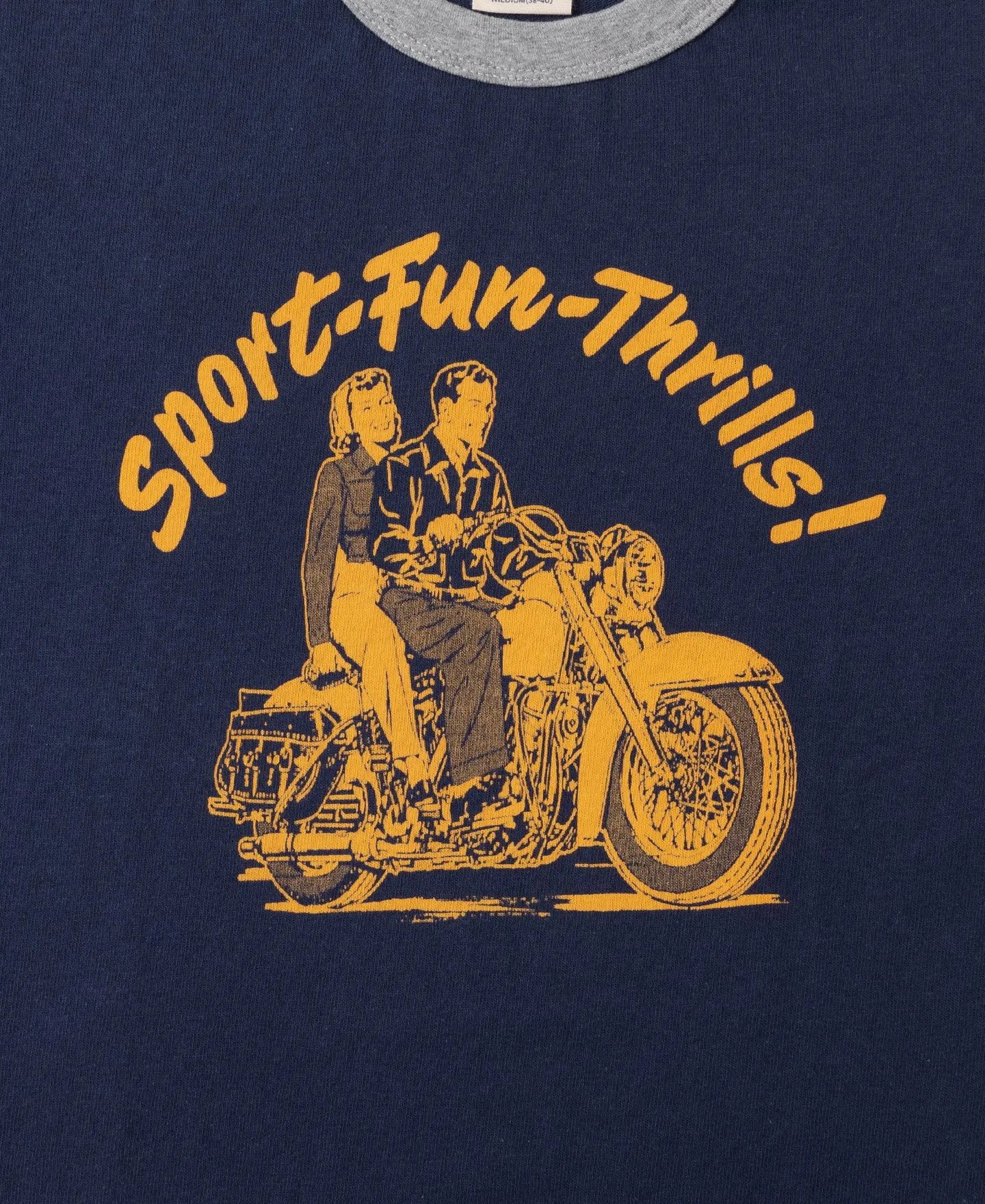 Retro Rider Print Motorcycle Short Sleeve T-Shirt - Navy