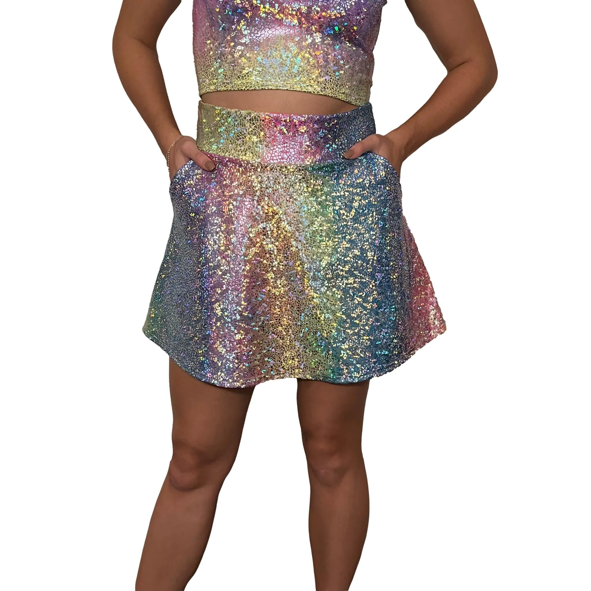 SALE - MEDIUM Rainbow Avatar A-line Skirt w/ Pockets