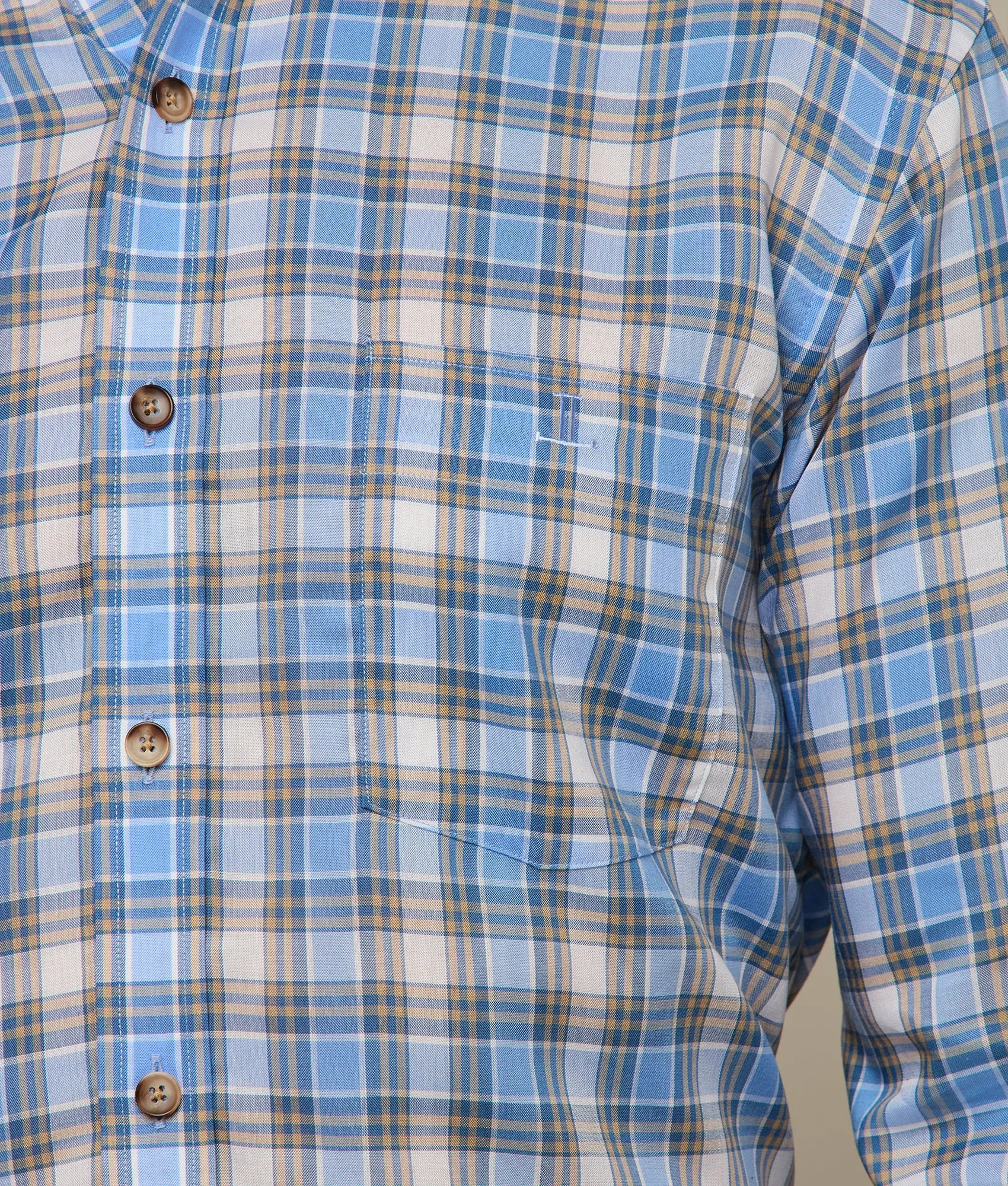 San Antonio :: Tencel Cornflower Blue And Khaki Check