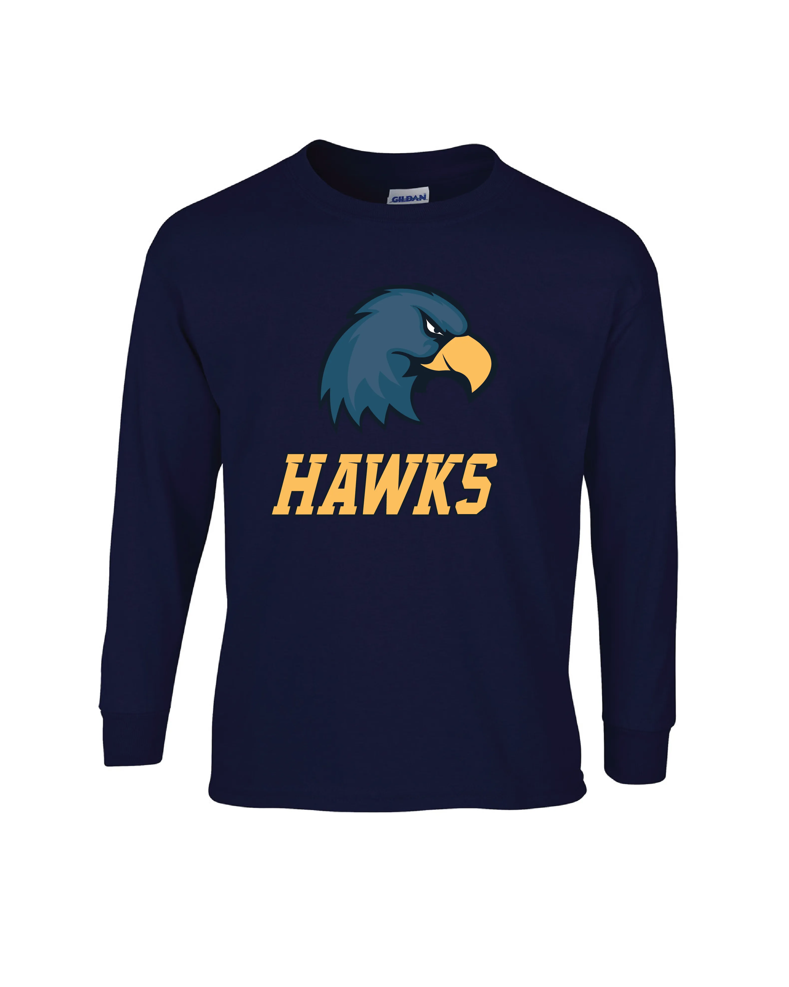 T-Shirt - Long-Sleeve - Cotton - Navy - Adult/Youth - Hawk Designs