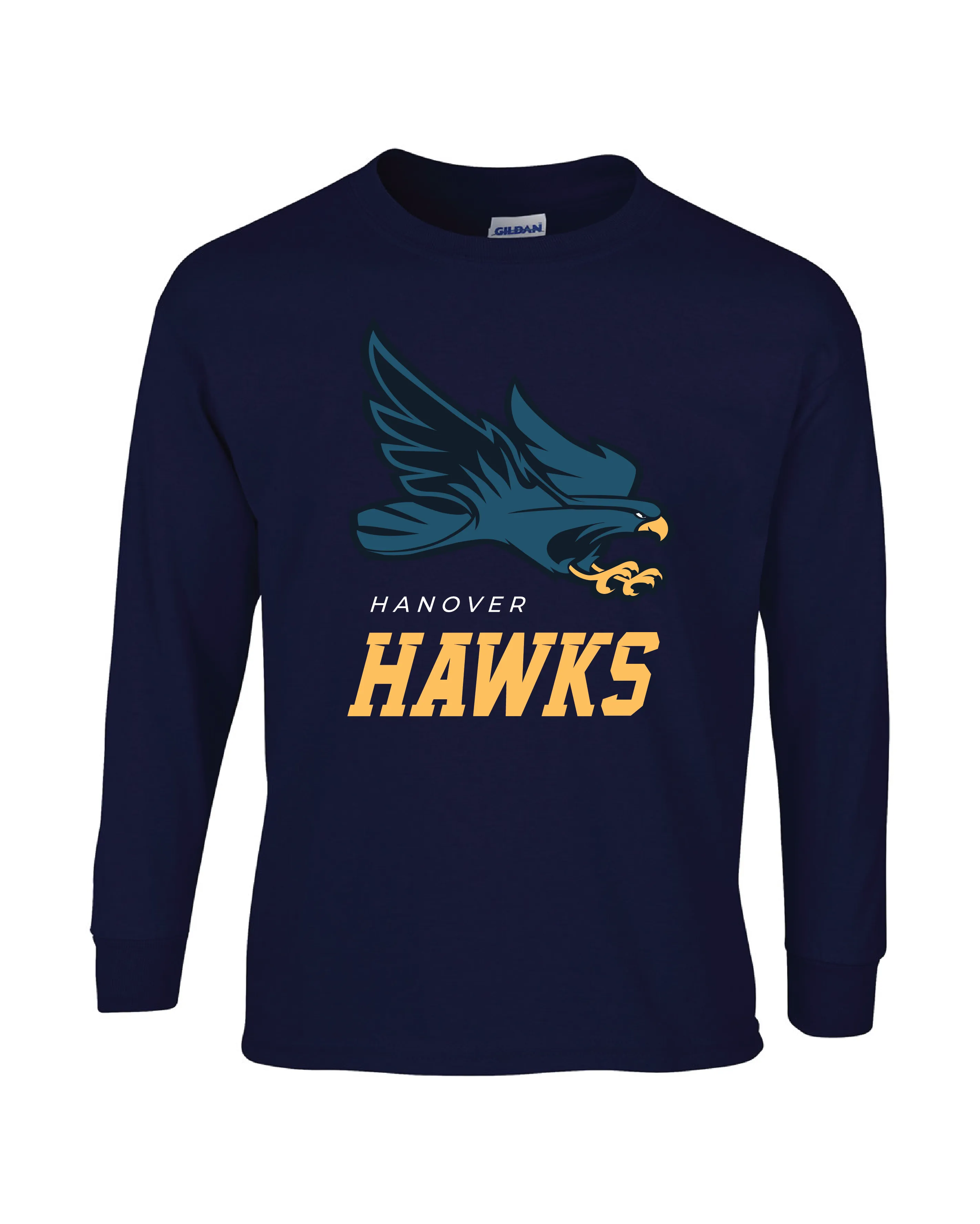 T-Shirt - Long-Sleeve - Cotton - Navy - Adult/Youth - Hawk Designs