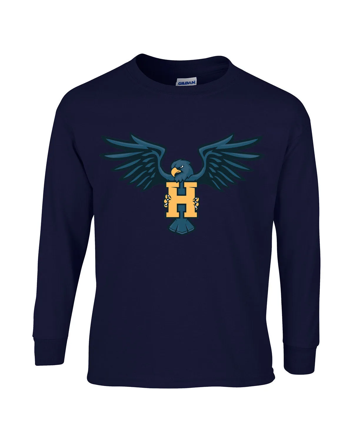 T-Shirt - Long-Sleeve - Cotton - Navy - Adult/Youth - Hawk Designs