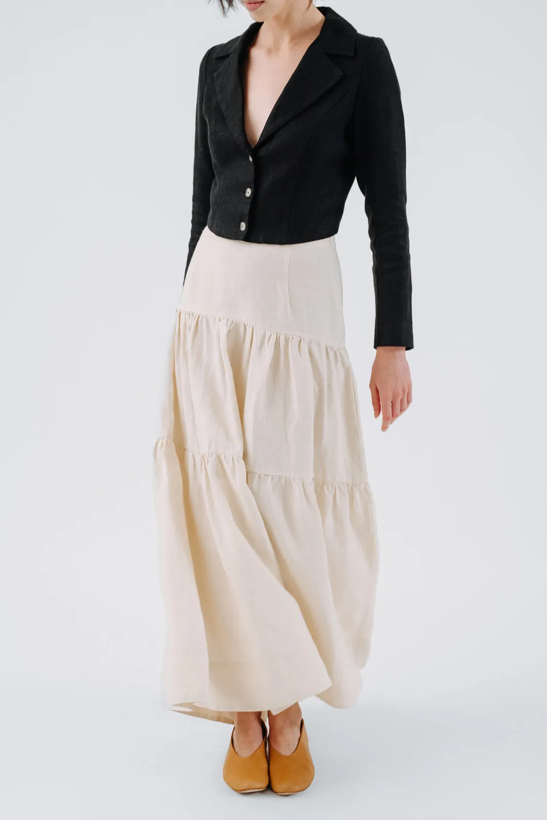 Tiered Skirt, Hemp, Milky White