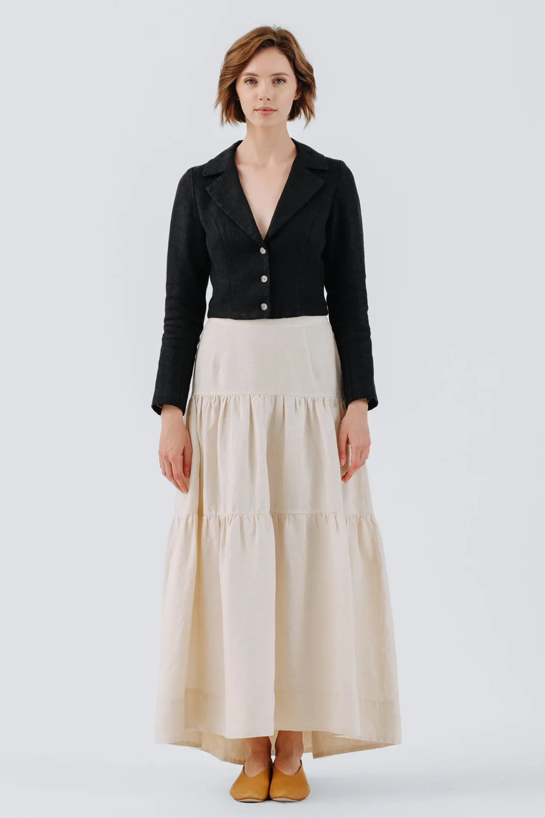 Tiered Skirt, Hemp, Milky White