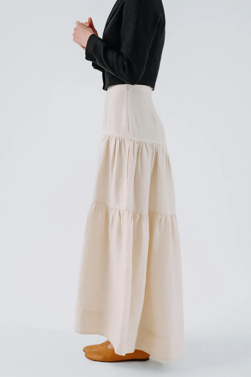 Tiered Skirt, Hemp, Milky White