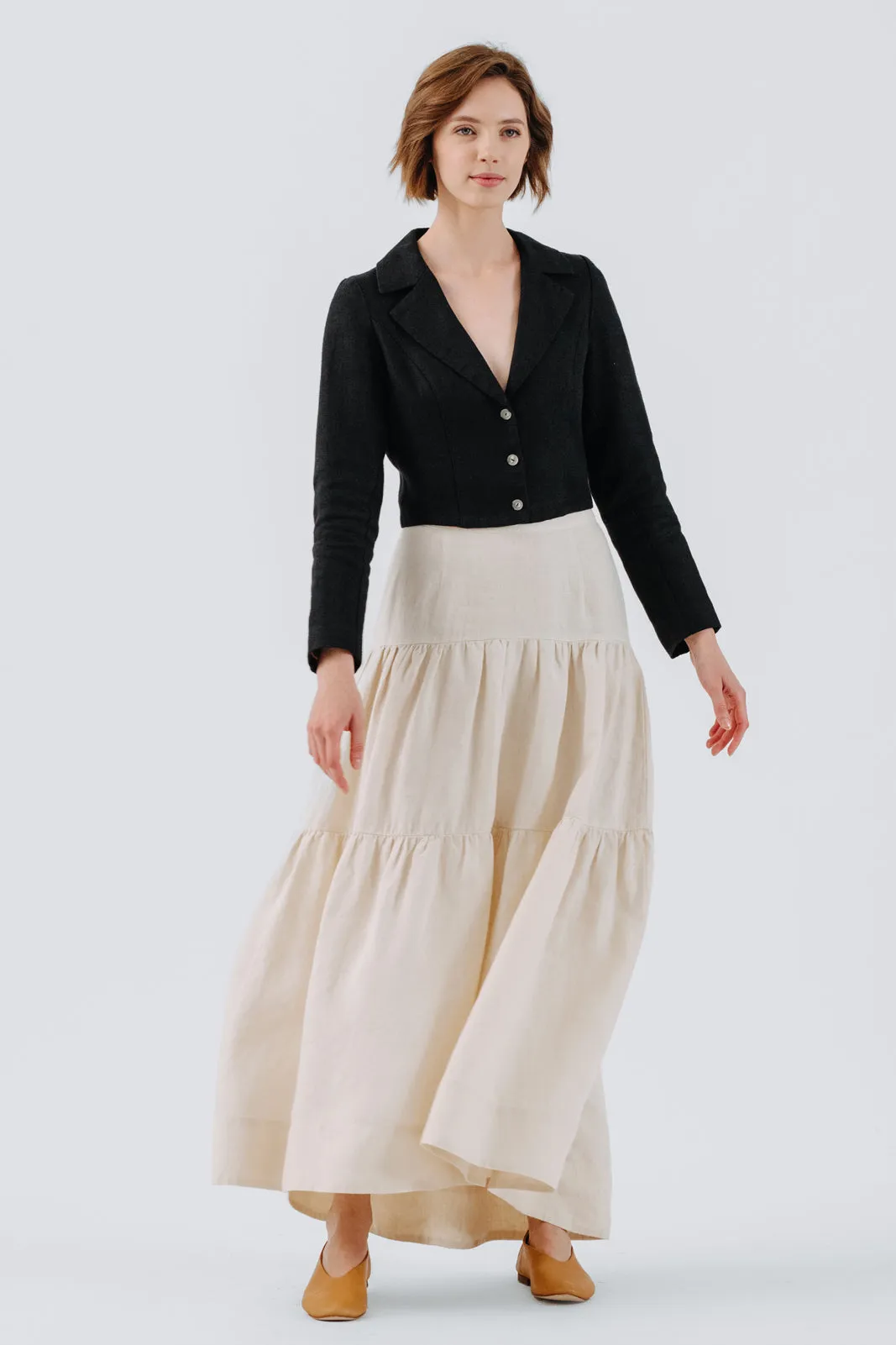 Tiered Skirt, Hemp, Milky White