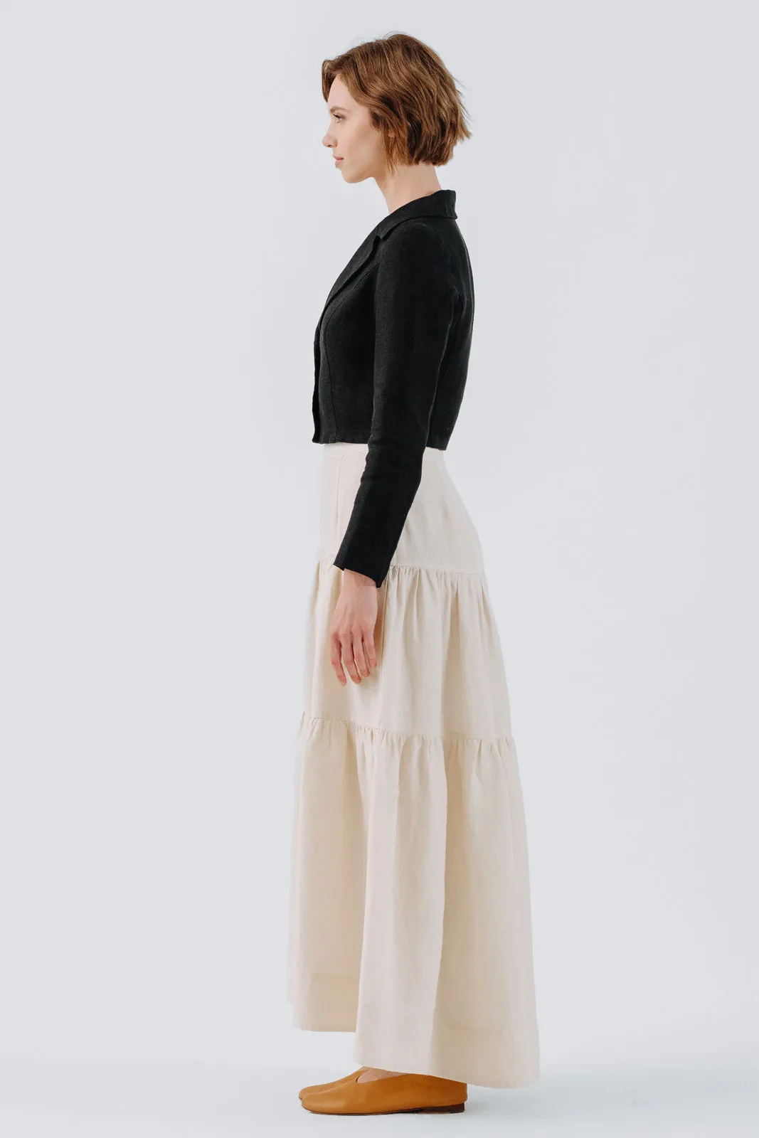 Tiered Skirt, Hemp, Milky White