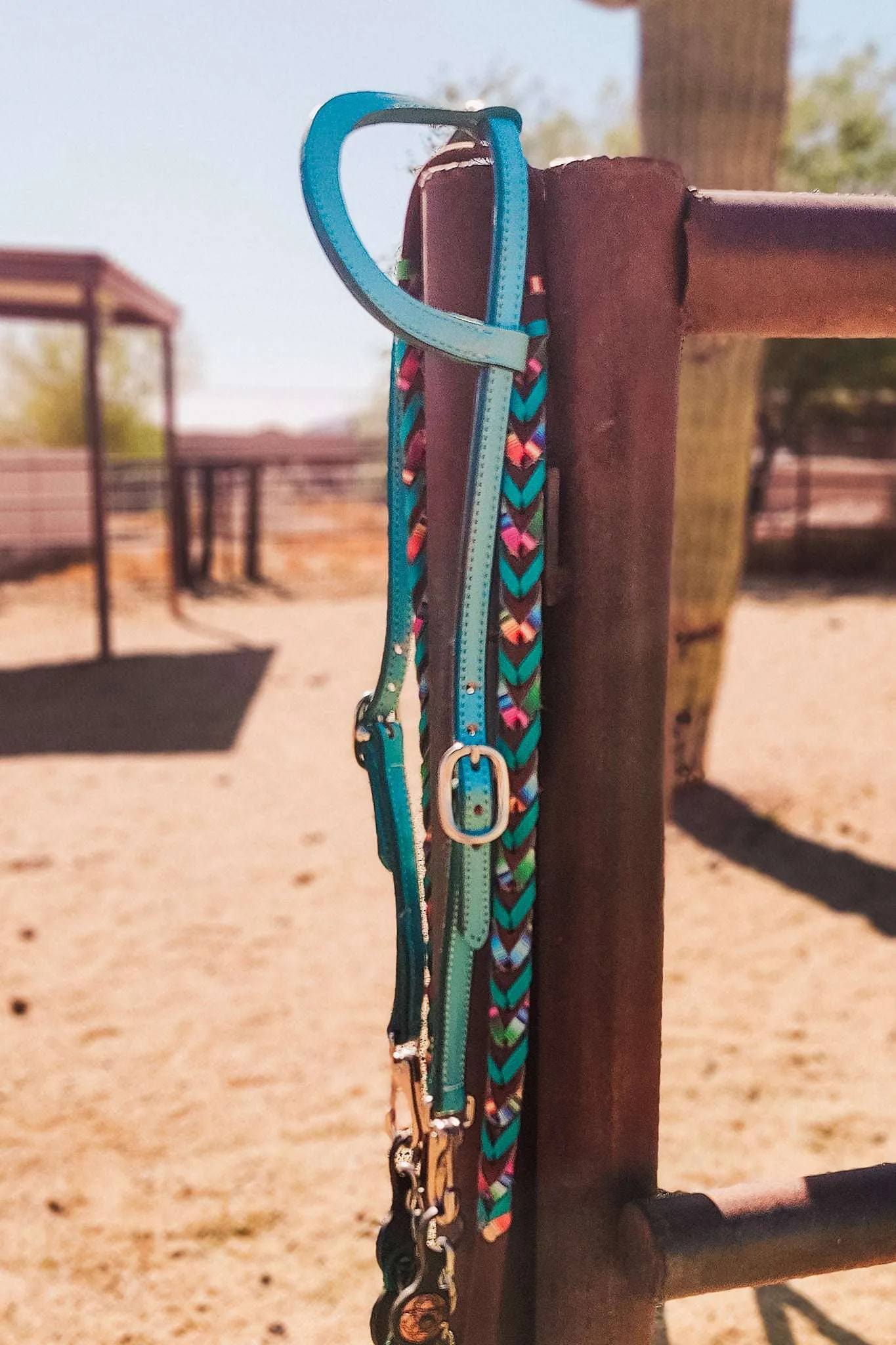 Turquoise Leather Quick Change Working Headstall