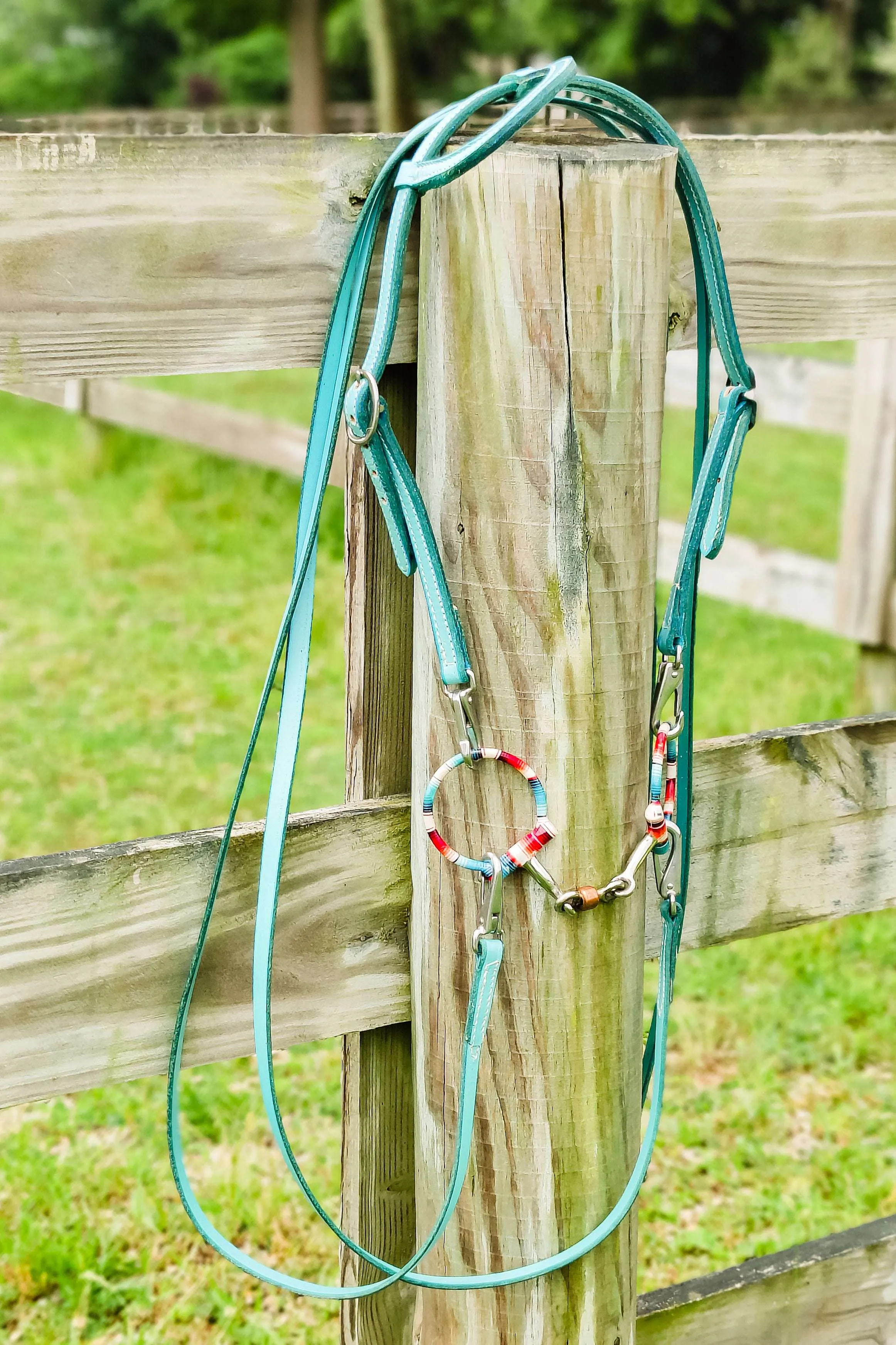 Turquoise Leather Quick Change Working Headstall