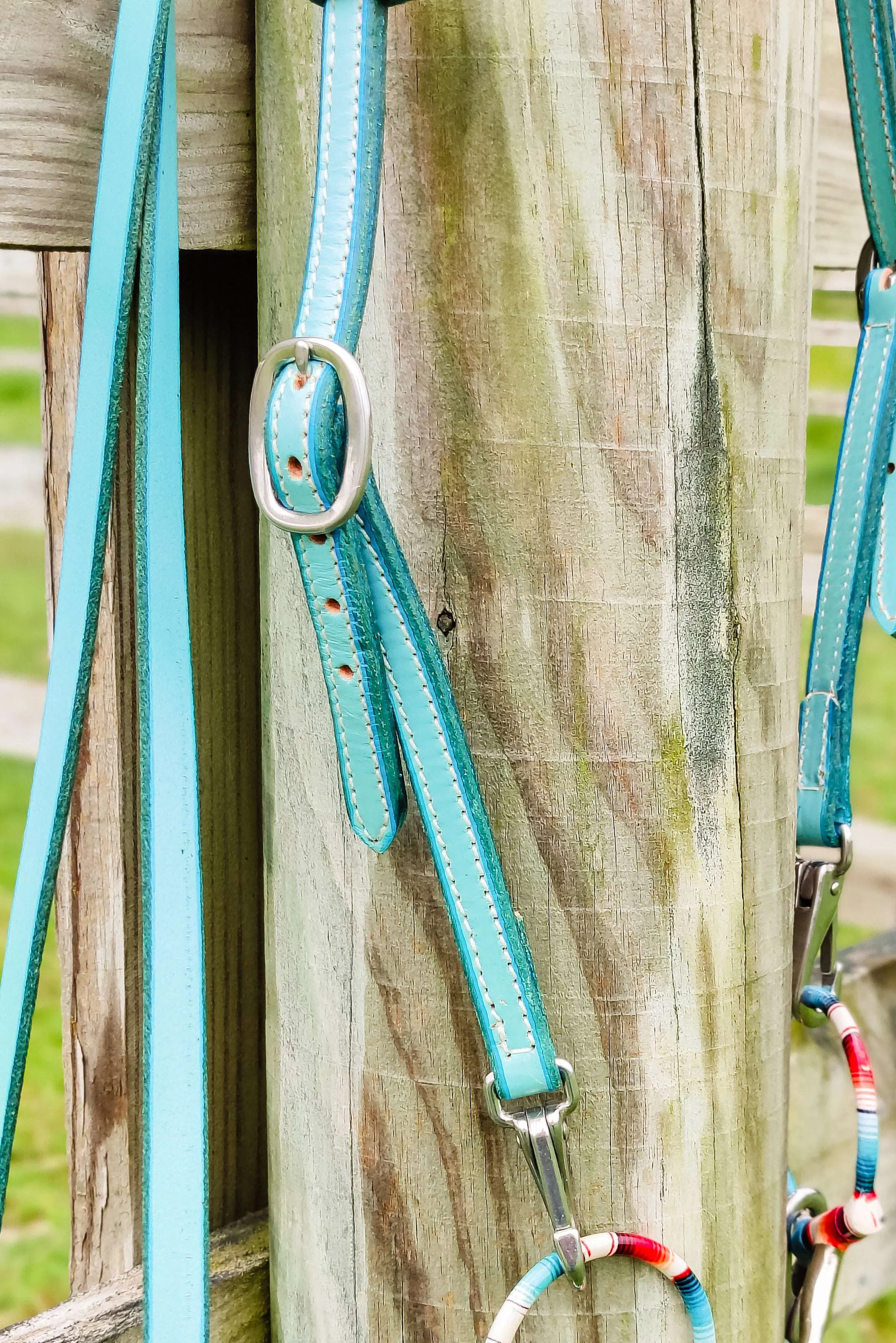 Turquoise Leather Quick Change Working Headstall