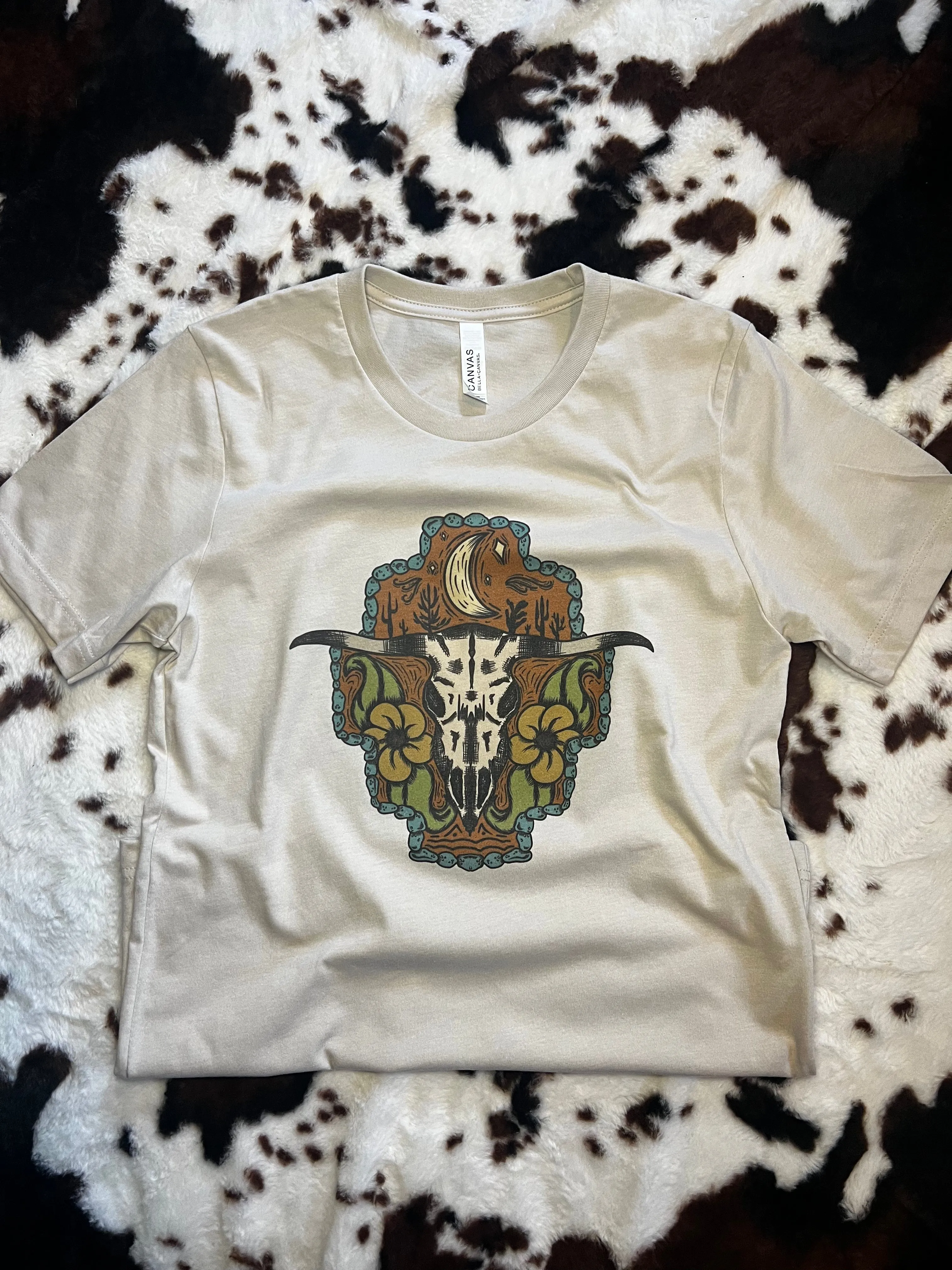 Western Floral Bull Skull T-Shirt